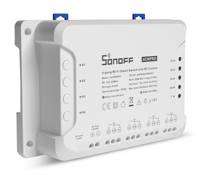 SONOFF Smart Διακόπτης 4CH PRO R3, 4 θέσεων, 40A, RF control (Λευκό)