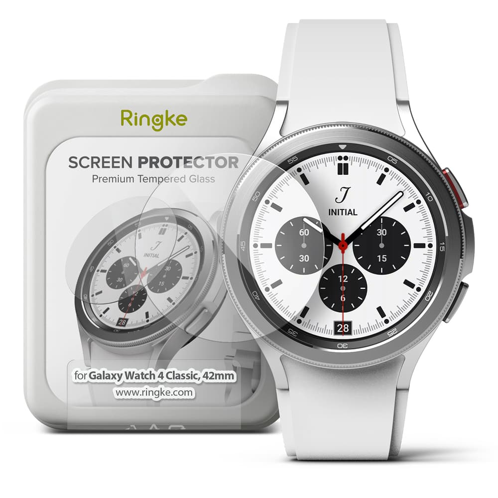 Ringke IDGL 4pcs Tempered Glass for Samsung Galaxy Watch 4 Classic 42mm on a Rake (G4as055) 2
