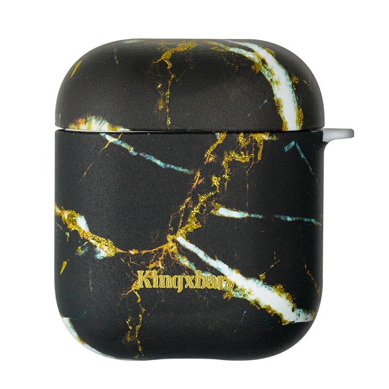 Kingxbar AirPods Case Silicone Protective Box for AirPods headphones (Black Marble)