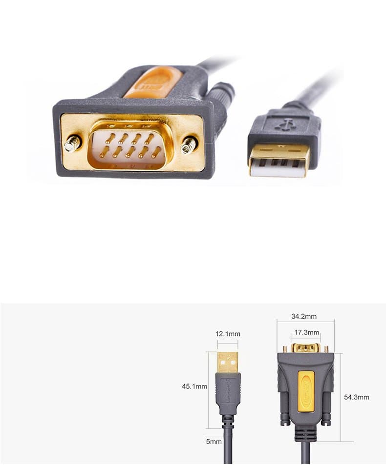 Ugreen USB - RS-232 (male) adapter cable 2 m black (CR104 20222) 9