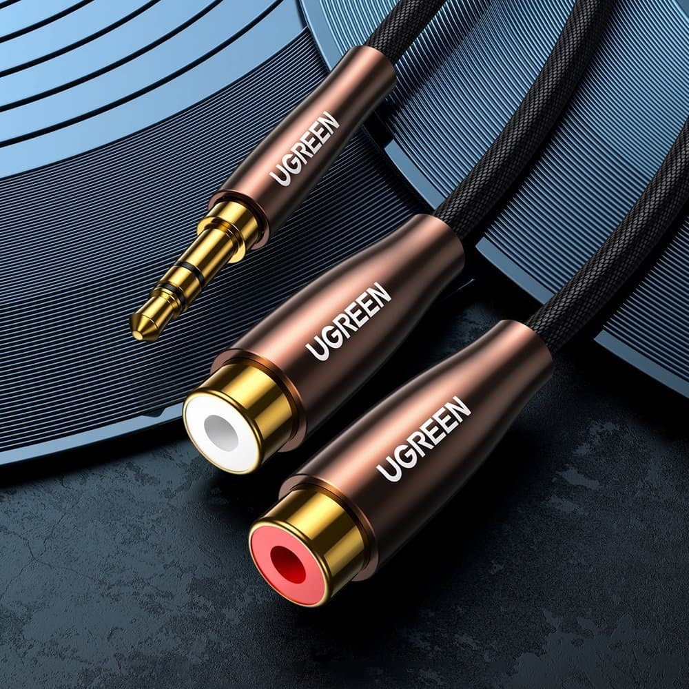 Ugreen cable audio cable 3.5 mm mini jack - 2xRCA (female) 25 cm black (AV194 50129) 3