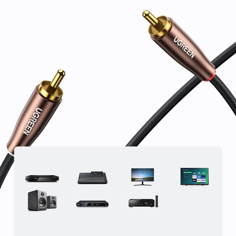 Ugreen stereo audio cable 2xRCA 3m brown (AV199 50135) 3