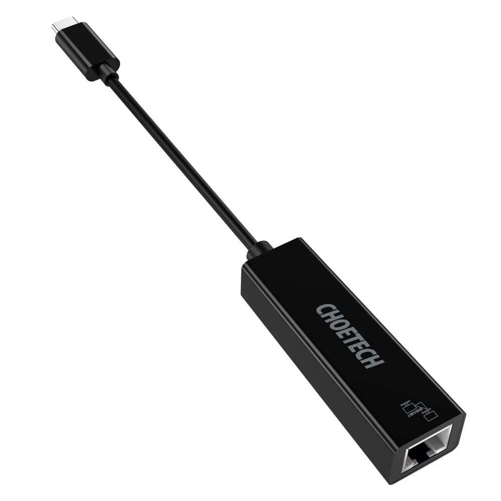 Choetech External Ethernet RJ45 (1000 Mbps) network card with USB Typ C port black (HUB-R01)