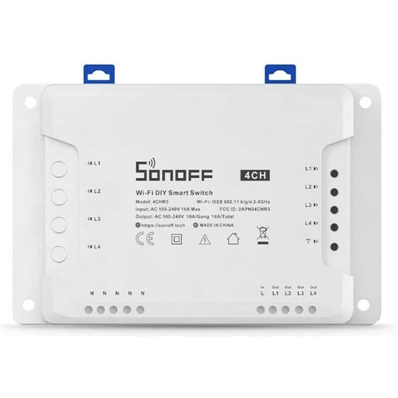 Sonoff 4CH R3 Smart Ενδιάμεσος Διακόπτης Wi-Fi, Λευκός