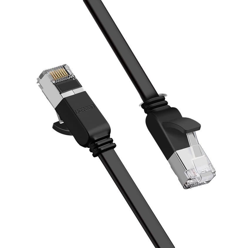 Ugreen Flat Καλώδιο Internet Network Καλώδιο Ethernet Patchcord RJ45 Cat 6 UTP 1000Mbps 1m Μαύρο (NW101 50184)