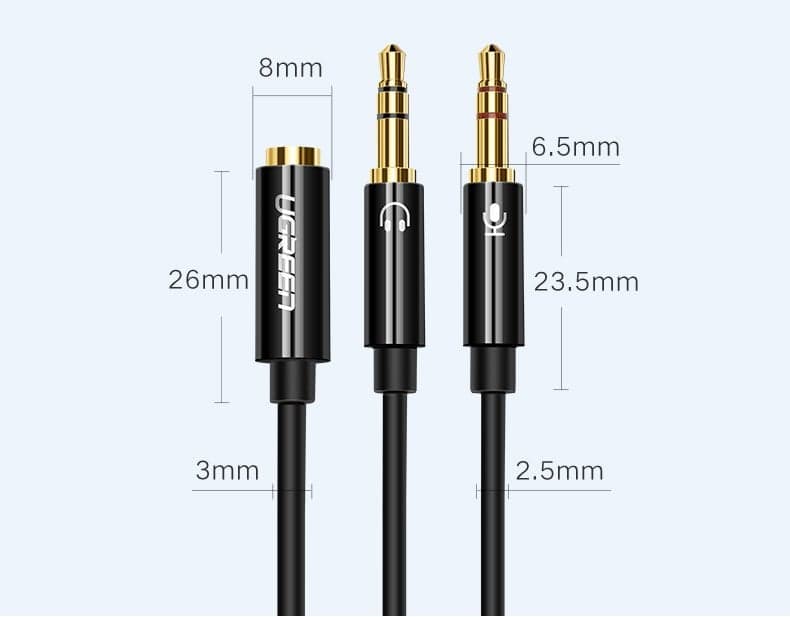 Ugreen AUX splitter cable 3.5 mm mini jack (female) - 2x 3.5 mm mini jack (male - microphone and headphones) black (AV140 20899) 12