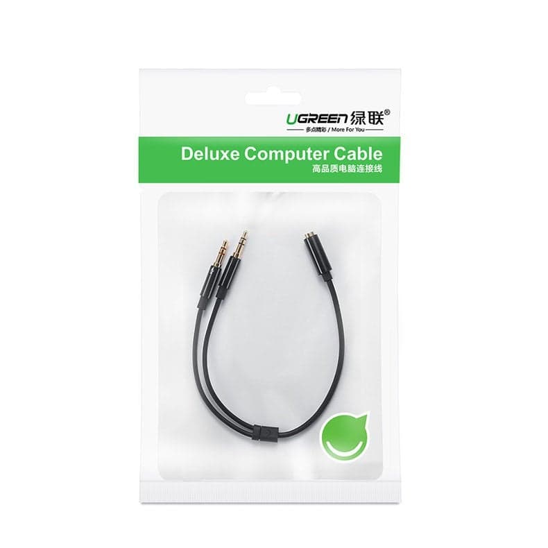Ugreen AUX splitter cable 3.5 mm mini jack (female) - 2x 3.5 mm mini jack (male - microphone and headphones) black (AV140 20899) 5