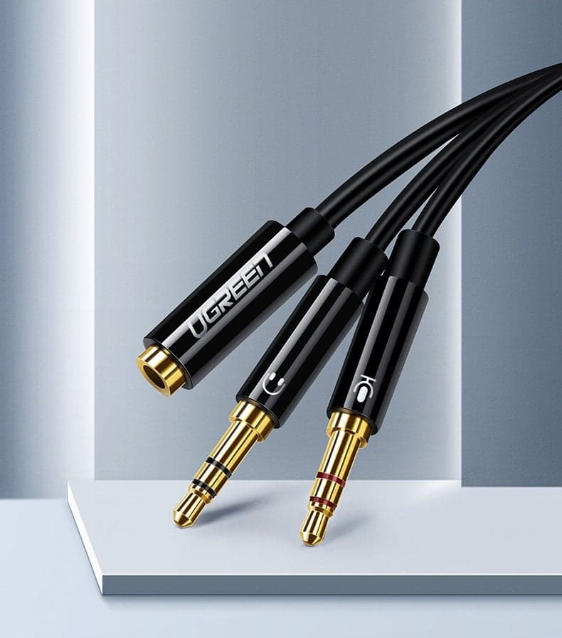 Ugreen AUX splitter cable 3.5 mm mini jack (female) - 2x 3.5 mm mini jack (male - microphone and headphones) black (AV140 20899) 2