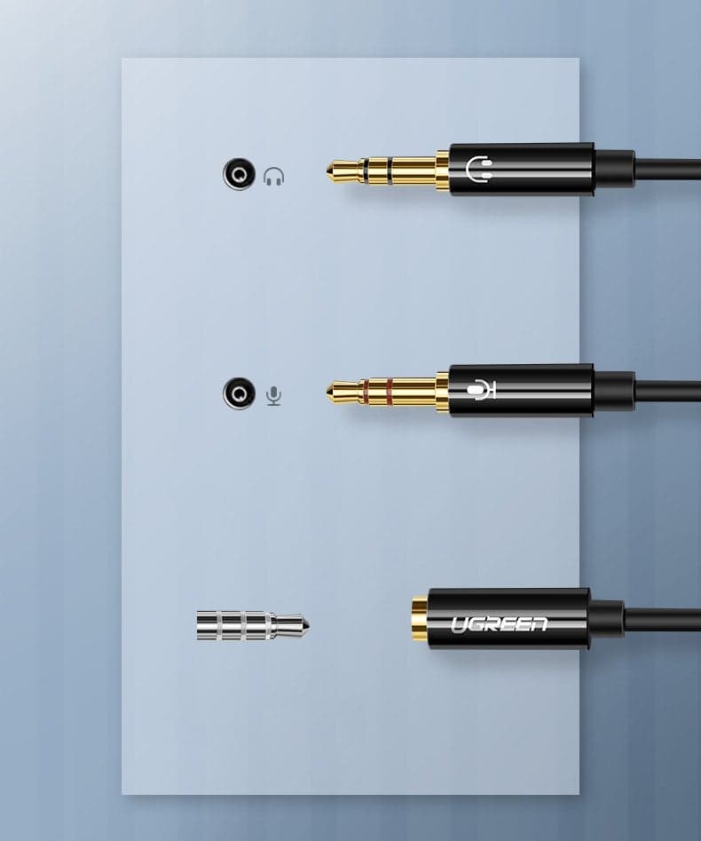 Ugreen AUX splitter cable 3.5 mm mini jack (female) - 2x 3.5 mm mini jack (male - microphone and headphones) black (AV140 20899) 6