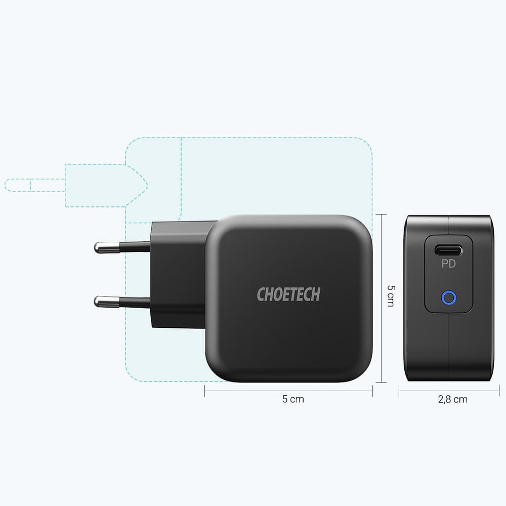 Choetech GaN USB Type C wall charger 61W Power Delivery black (Q6006) 4