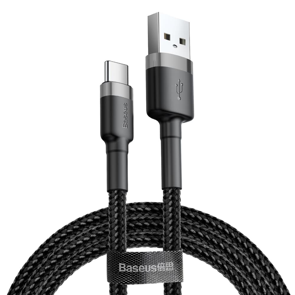 Baseus Cafule Καλώδιο durable nylon cable USB / USB-C QC3.0 2A 2M Μαύρο-Γκρί (CATKLF-CG1)
