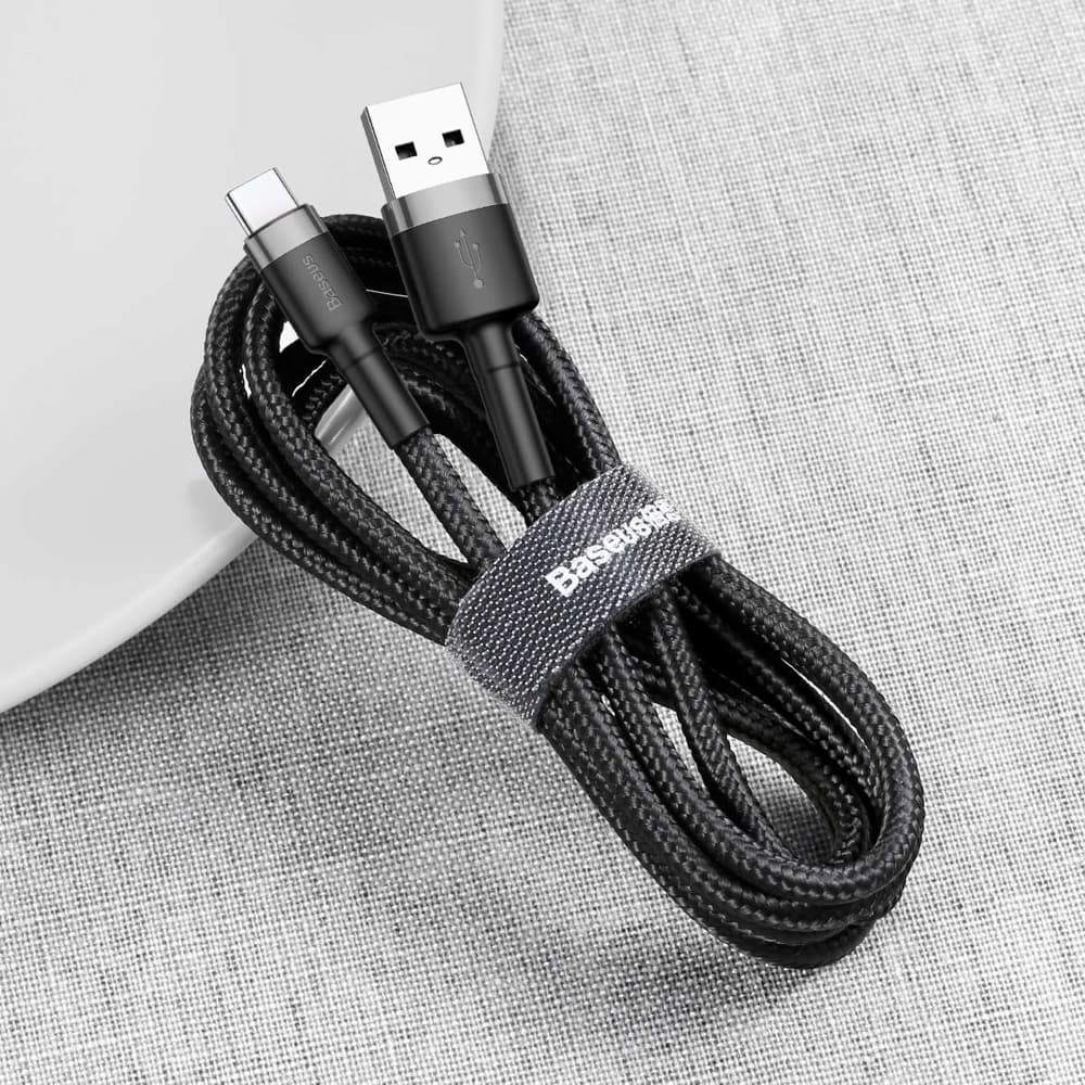 Baseus Cafule Καλώδιο durable nylon cable USB / USB-C QC3.0 2A 2M Μαύρο-Γκρί (CATKLF-CG1) 4