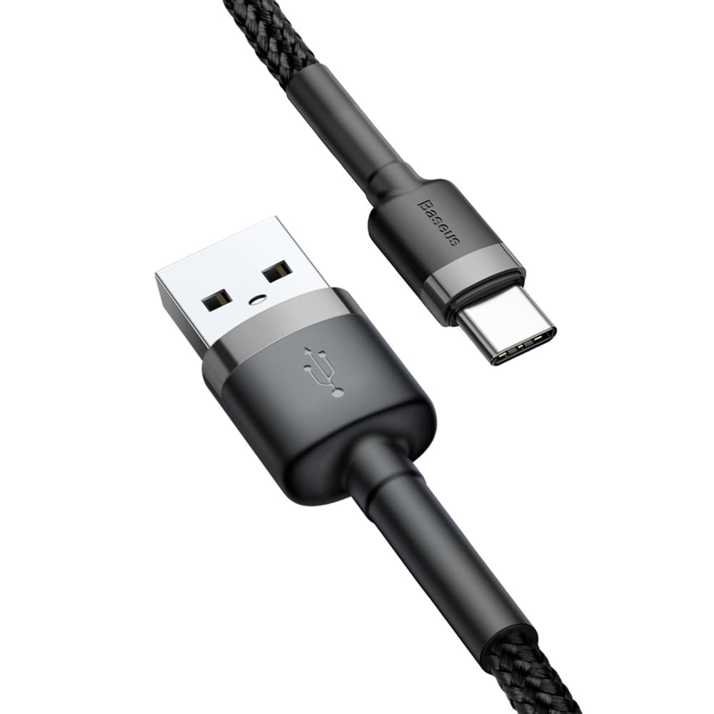 Baseus Cafule Καλώδιο durable nylon cable USB / USB-C QC3.0 2A 2M Μαύρο-Γκρί (CATKLF-CG1) 7