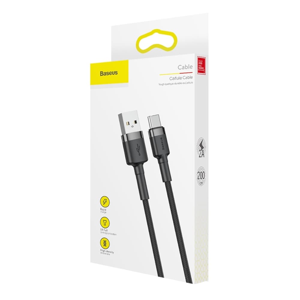 Baseus Cafule Καλώδιο durable nylon cable USB / USB-C QC3.0 2A 2M Μαύρο-Γκρί (CATKLF-CG1) 9
