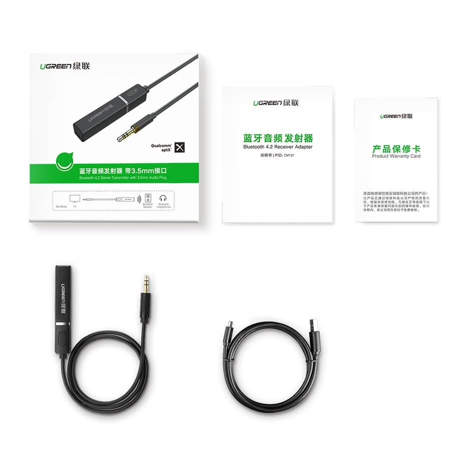 Ugreen Bluetooth 5.0 transmitter wireless audio adapter 3.5 mm mini jack Μαύρο (40761 CM107) 5