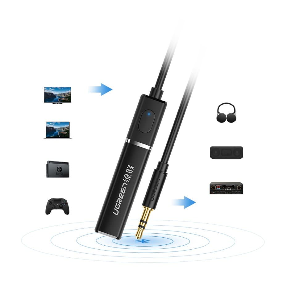 Ugreen Bluetooth 5.0 transmitter wireless audio adapter 3.5 mm mini jack Μαύρο (40761 CM107) 4
