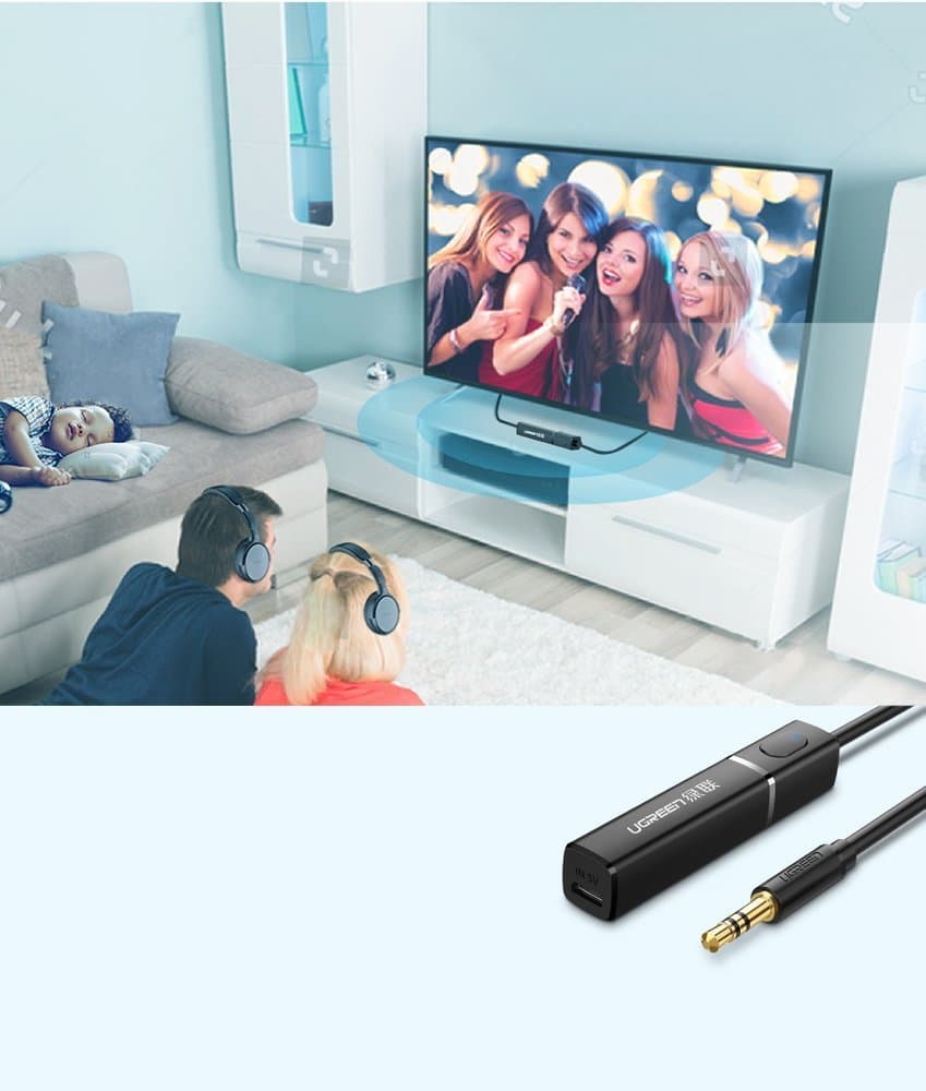 Ugreen Bluetooth 5.0 transmitter wireless audio adapter 3.5 mm mini jack Μαύρο (40761 CM107) 7