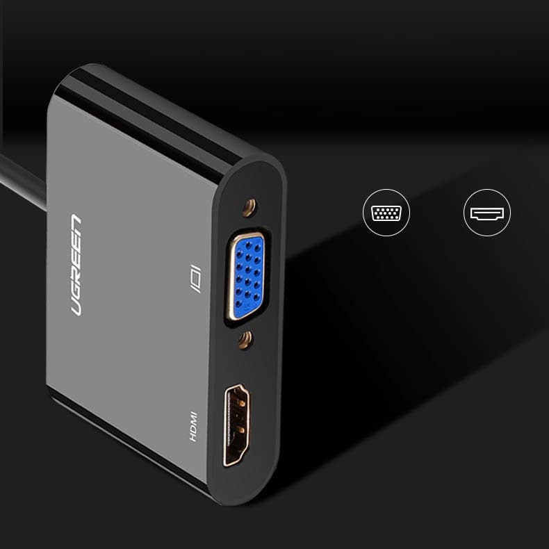 Ugreen adapter converter HDMI - VGA / HDMI + mini jack 3.5mm Μαύρο (CM101) 4