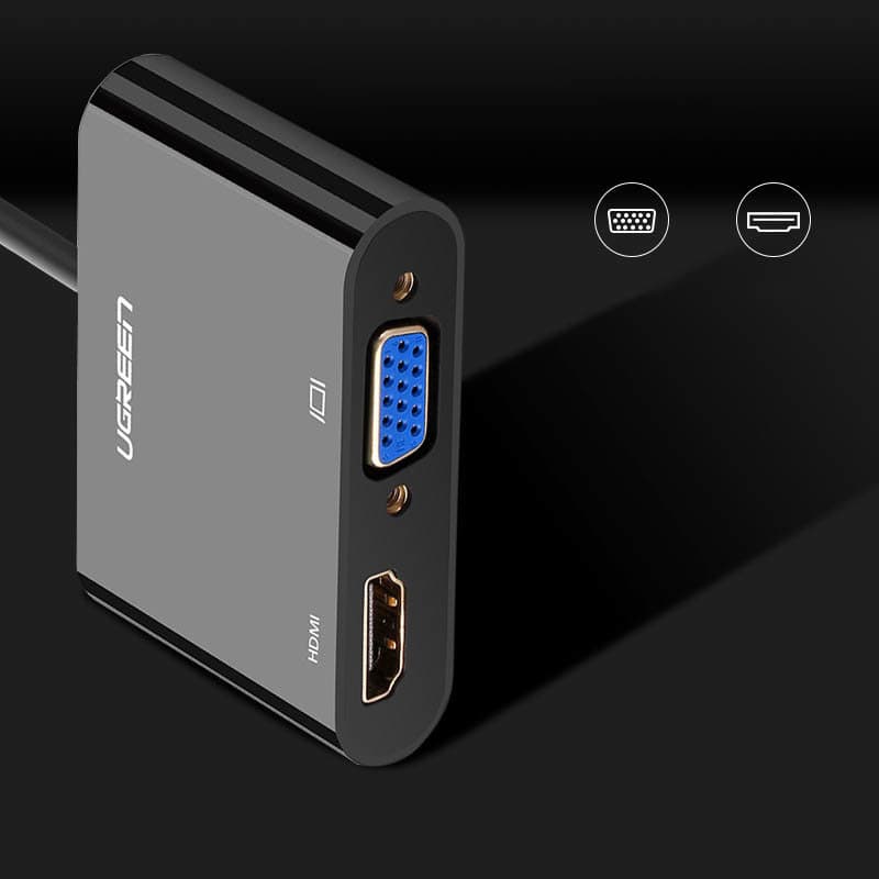 Ugreen adapter converter HDMI - VGA / HDMI + mini jack 3.5mm Μαύρο (CM101) 9