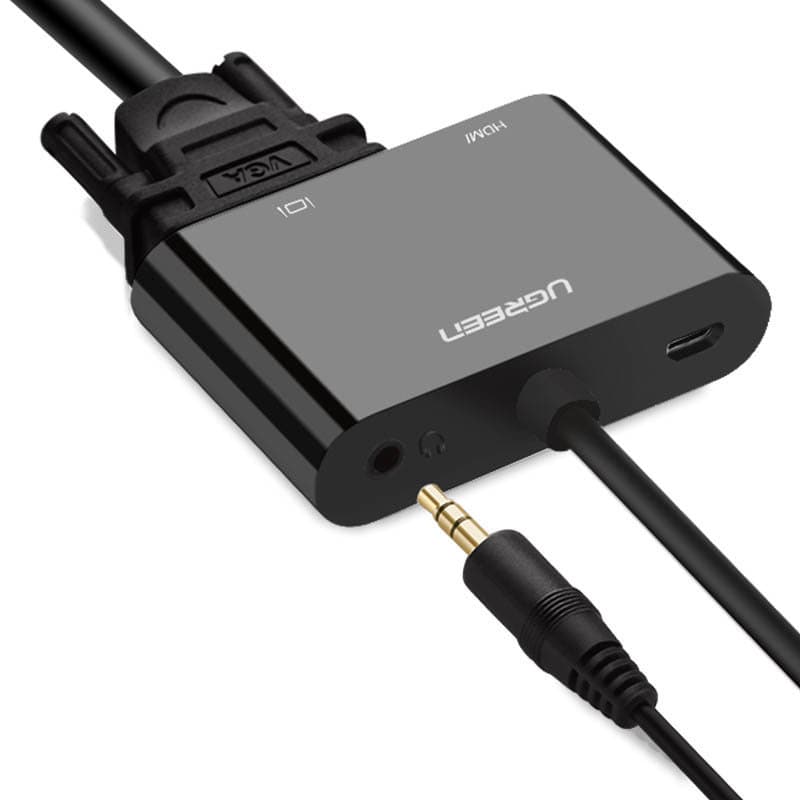 Ugreen adapter converter HDMI - VGA / HDMI + mini jack 3.5mm Μαύρο (CM101) 10