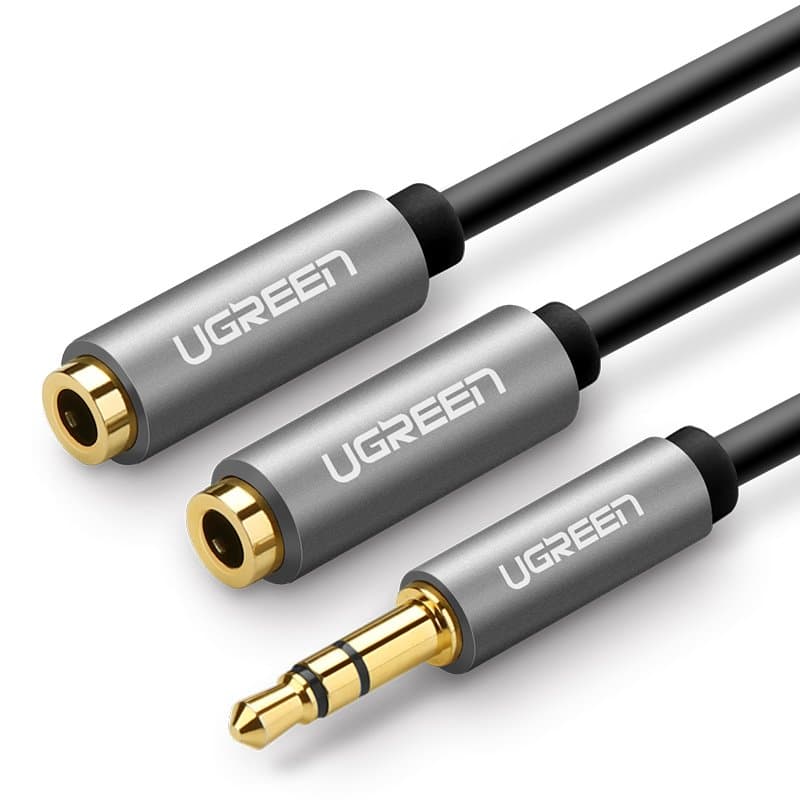 Ugreen cable 3.5 mm headphone splitter mini jack AUX 20cm (2 x audio output) silver (10532)