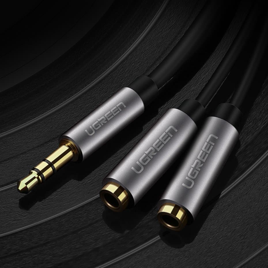 Ugreen cable 3.5 mm headphone splitter mini jack AUX 20cm (2 x audio output) silver (10532) 2