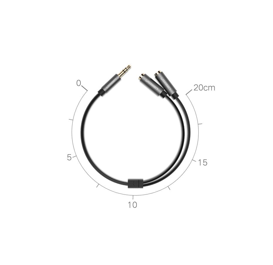 Ugreen cable 3.5 mm headphone splitter mini jack AUX 20cm (2 x audio output) silver (10532) 9