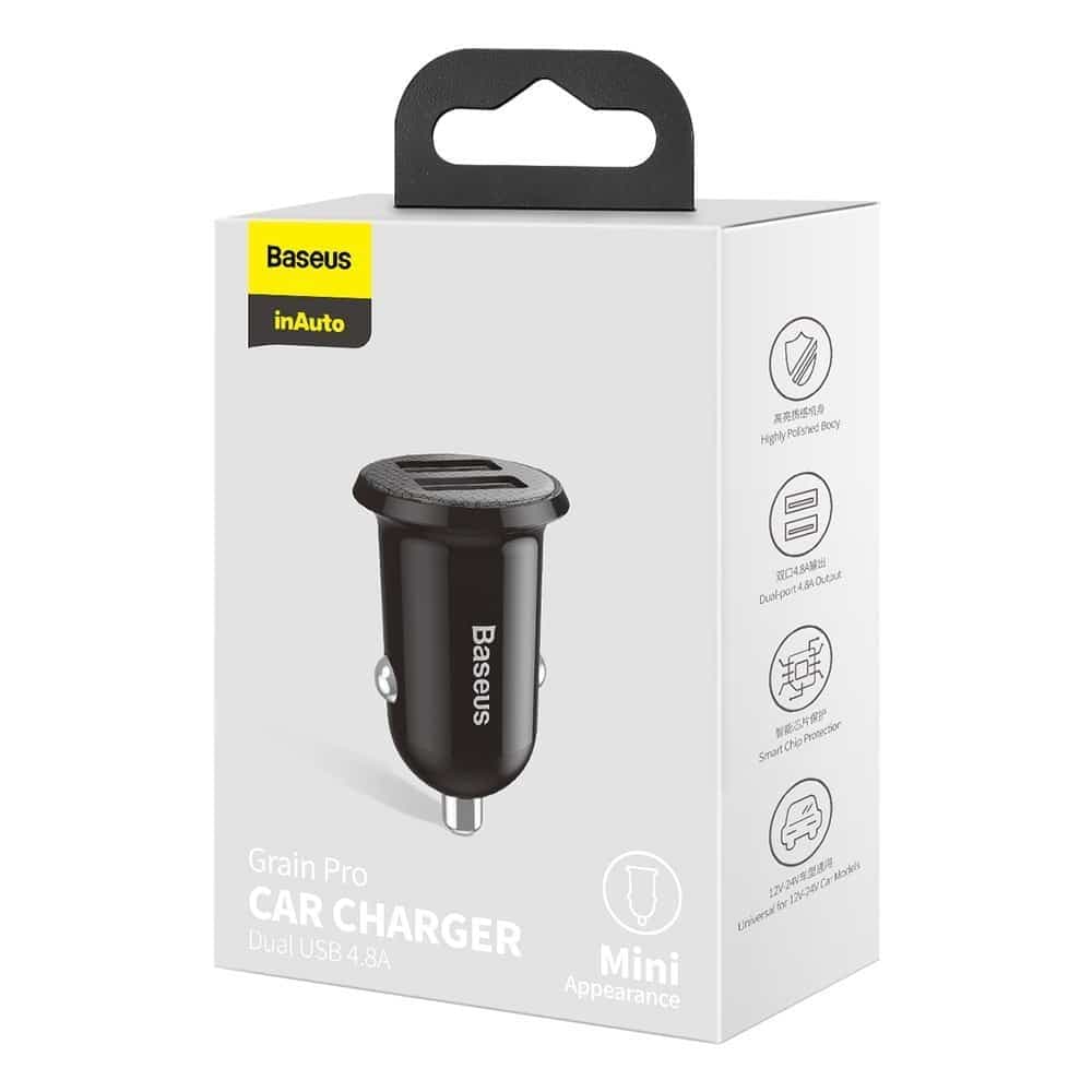 Baseus Grain Pro car charger 2x USB 4.8 A black (CCALLP-01) 5