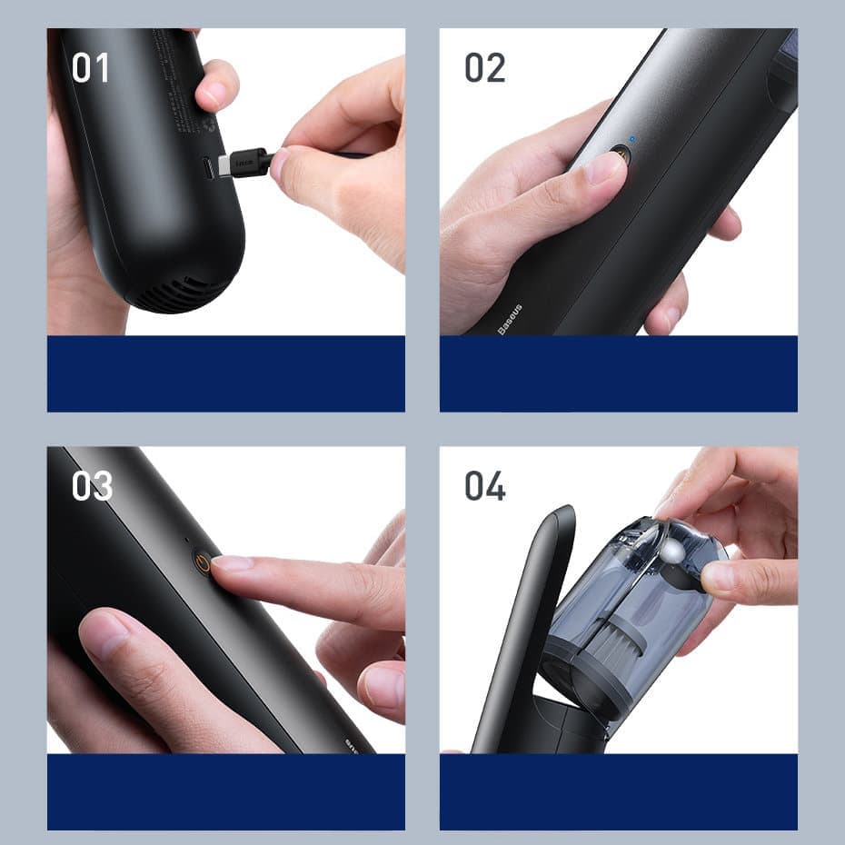 Baseus A1 mini wireless car vacuum cleaner 4000Pa, 30W black (VCAQ010001) 26