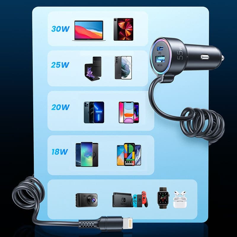 Joyroom fast car charger 3 in 1 with Lightning cable 1.5m 45W black (JR-CL08) 6