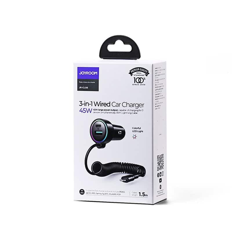 Joyroom fast car charger 3 in 1 with Lightning cable 1.5m 45W black (JR-CL08) 5
