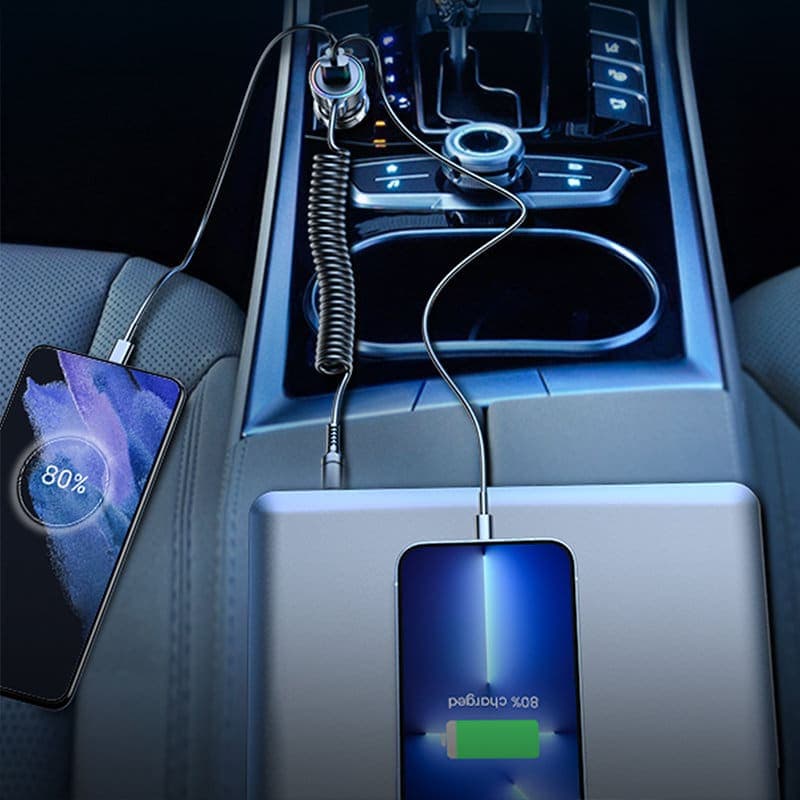 Joyroom fast car charger 3 in 1 with USB Type C cable 1.5m 55W black (JR-CL07) 6