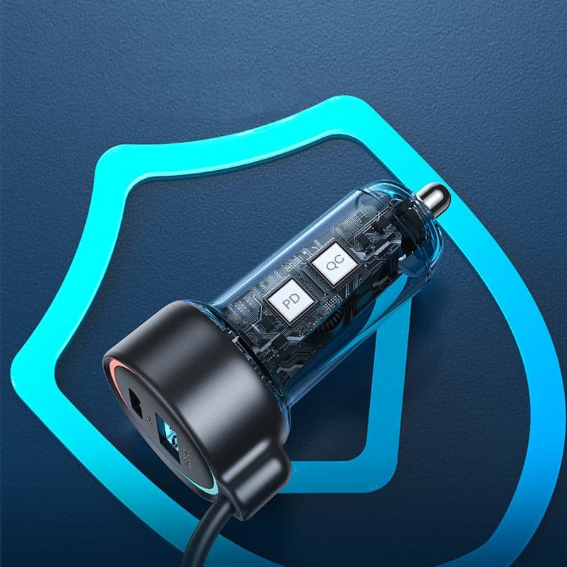 Joyroom fast car charger 3 in 1 with USB Type C cable 1.5m 55W black (JR-CL07) 7
