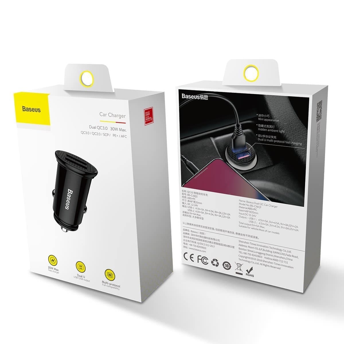 Baseus Circular Car Charger 2xUSB QC3.0 5A 30W (Black) 6