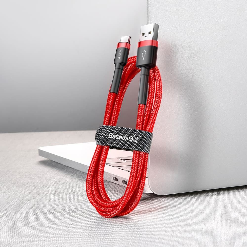 Baseus Cafule Καλώδιο durable nylon cable USB / USB-C QC3.0 2A 2M Κόκκινο (CATKLF-C09) 5