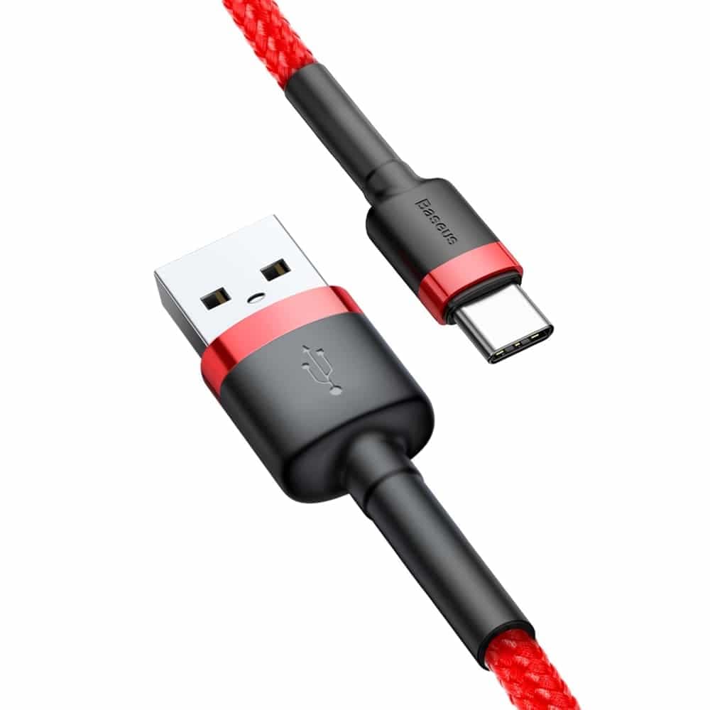 Baseus Cafule Καλώδιο durable nylon cable USB / USB-C QC3.0 2A 2M Κόκκινο (CATKLF-C09) 7