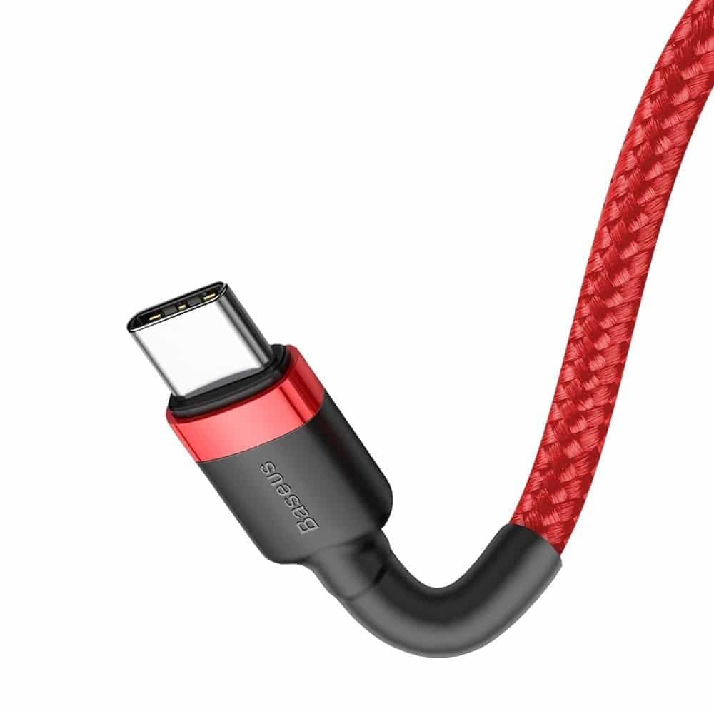 Baseus Cafule Καλώδιο Durable Nylon Cord USB-C PD / USB-C PD PD2.0 60W 20V 3A QC3.0 2M Κόκκινο (CATKLF-H09) 3