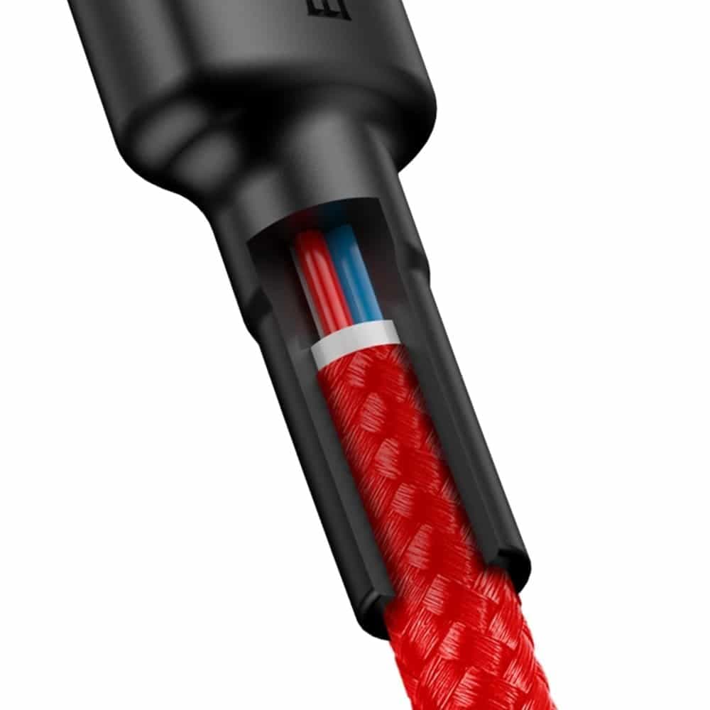Baseus Cafule Καλώδιο Durable Nylon Cord USB-C PD / USB-C PD PD2.0 60W 20V 3A QC3.0 2M Κόκκινο (CATKLF-H09) 4