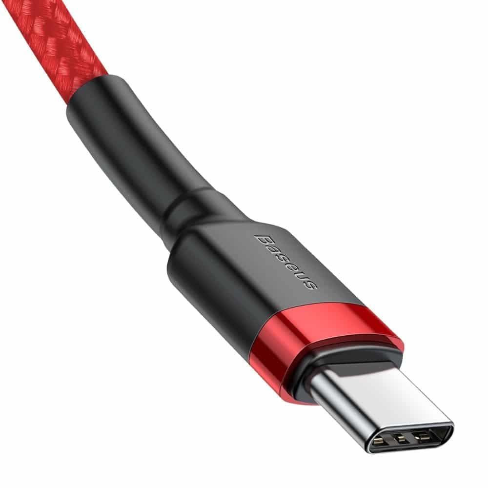 Baseus Cafule Καλώδιο Durable Nylon Cord USB-C PD / USB-C PD PD2.0 60W 20V 3A QC3.0 2M Κόκκινο (CATKLF-H09) 5