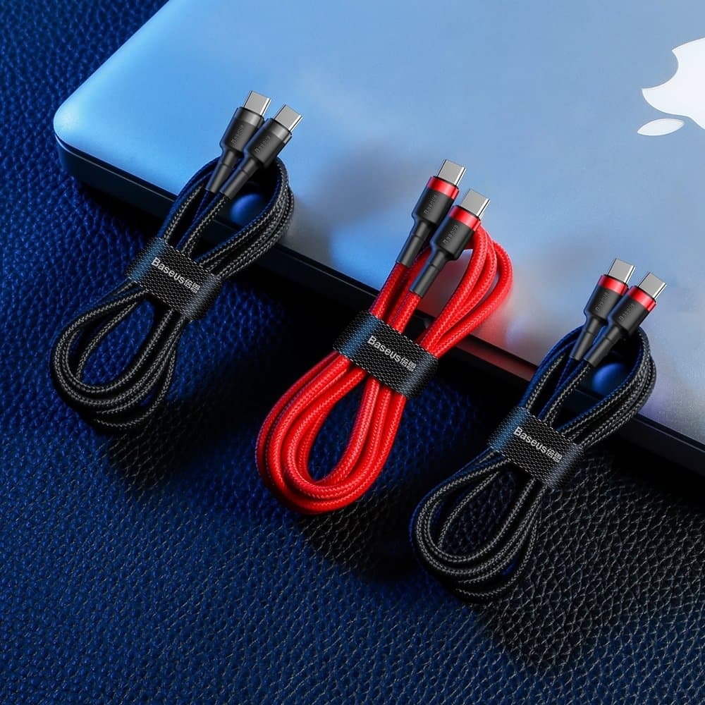 Baseus Cafule Καλώδιο Durable Nylon Cord USB-C PD / USB-C PD PD2.0 60W 20V 3A QC3.0 2M Κόκκινο (CATKLF-H09) 7