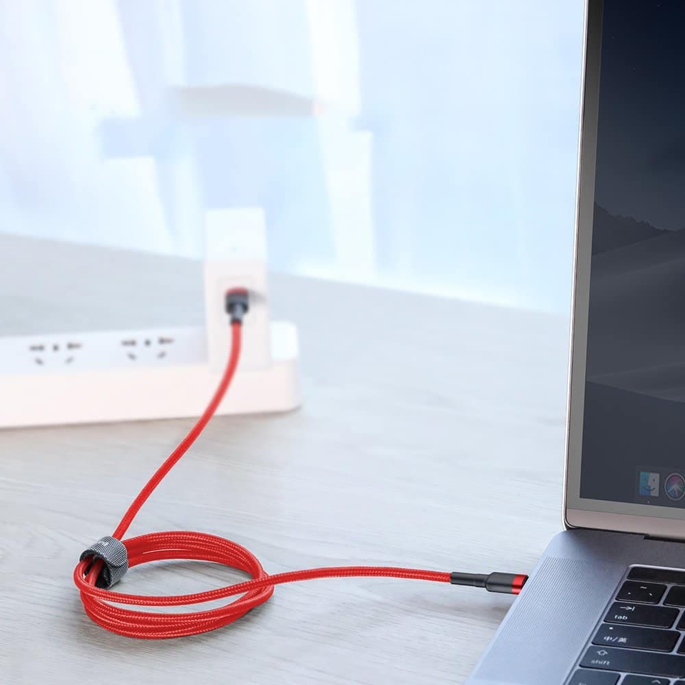 Baseus Cafule Καλώδιο Durable Nylon Cord USB-C PD / USB-C PD PD2.0 60W 20V 3A QC3.0 2M Κόκκινο (CATKLF-H09) 8