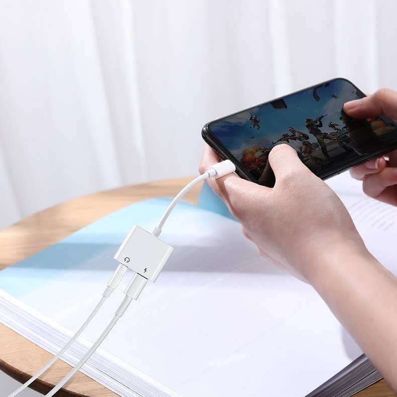 Joyroom Lightning - 2x Lightning headphone adapter audio and charging white (S-Y104) 6