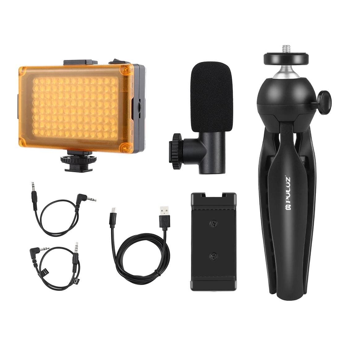 Puluz Live broadcast kit tripod mount + LED lamp + microphone + phone clamp 2