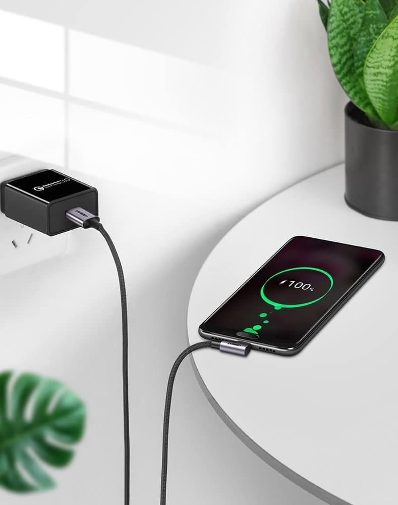 Ugreen angle cable USB - USB Type C 2m 3A gray (50942) 4