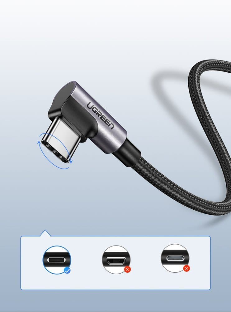 Ugreen angle cable USB - USB Type C 2m 3A gray (50942) 6