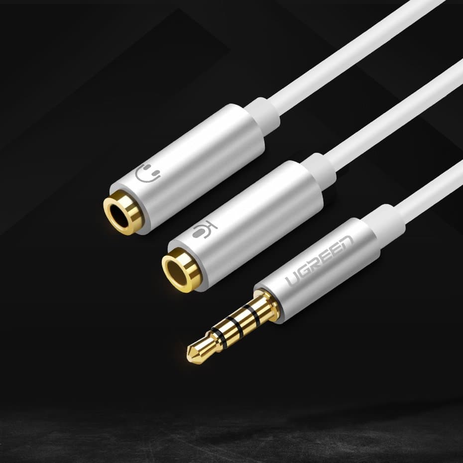 Ugreen cable cable headphone splitter 3.5 mm mini jack AUX microphone 20cm (microphone + stereo output) silver (30619) 2