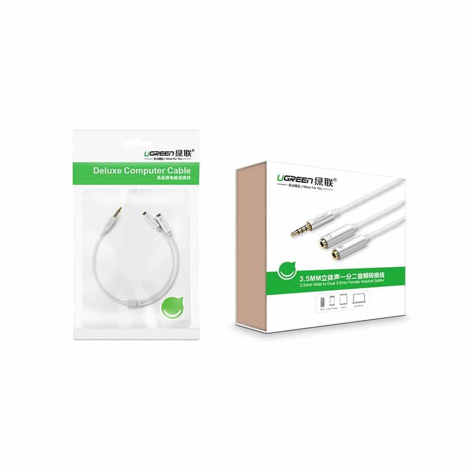 Ugreen cable cable headphone splitter 3.5 mm mini jack AUX microphone 20cm (microphone + stereo output) silver (30619) 11