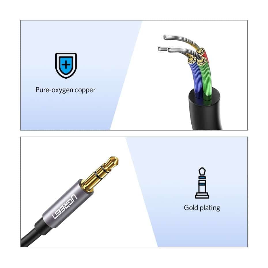 Ugreen cable AUX extension cable 3.5 mm mini jack 1m Ασημένιο (10592) 8