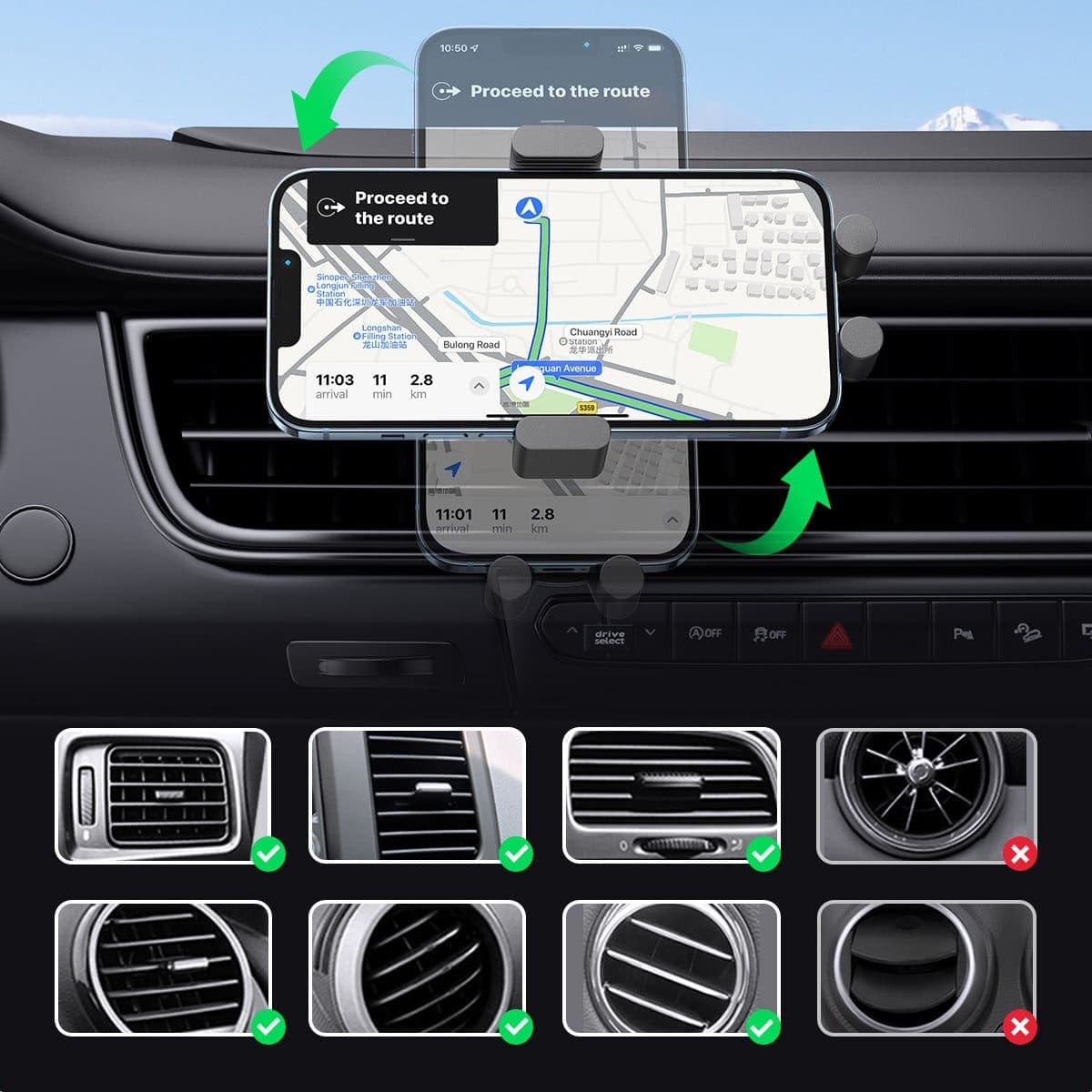 Ugreen Car Qi Wireless Charger 15W Car Phone Holder on Ventilation Grille Μαύρο (40118 CD256) 3