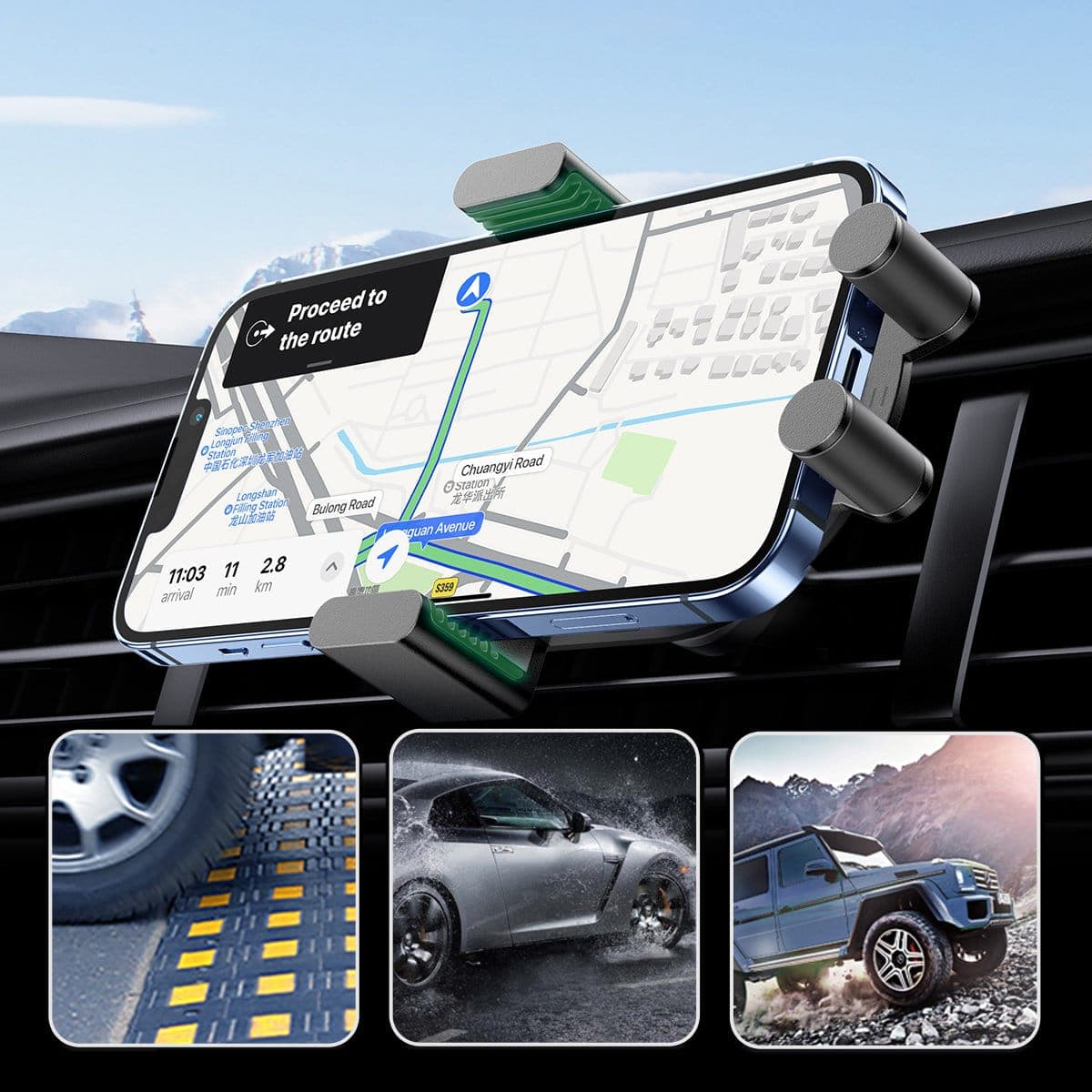 Ugreen Car Qi Wireless Charger 15W Car Phone Holder on Ventilation Grille Μαύρο (40118 CD256) 4